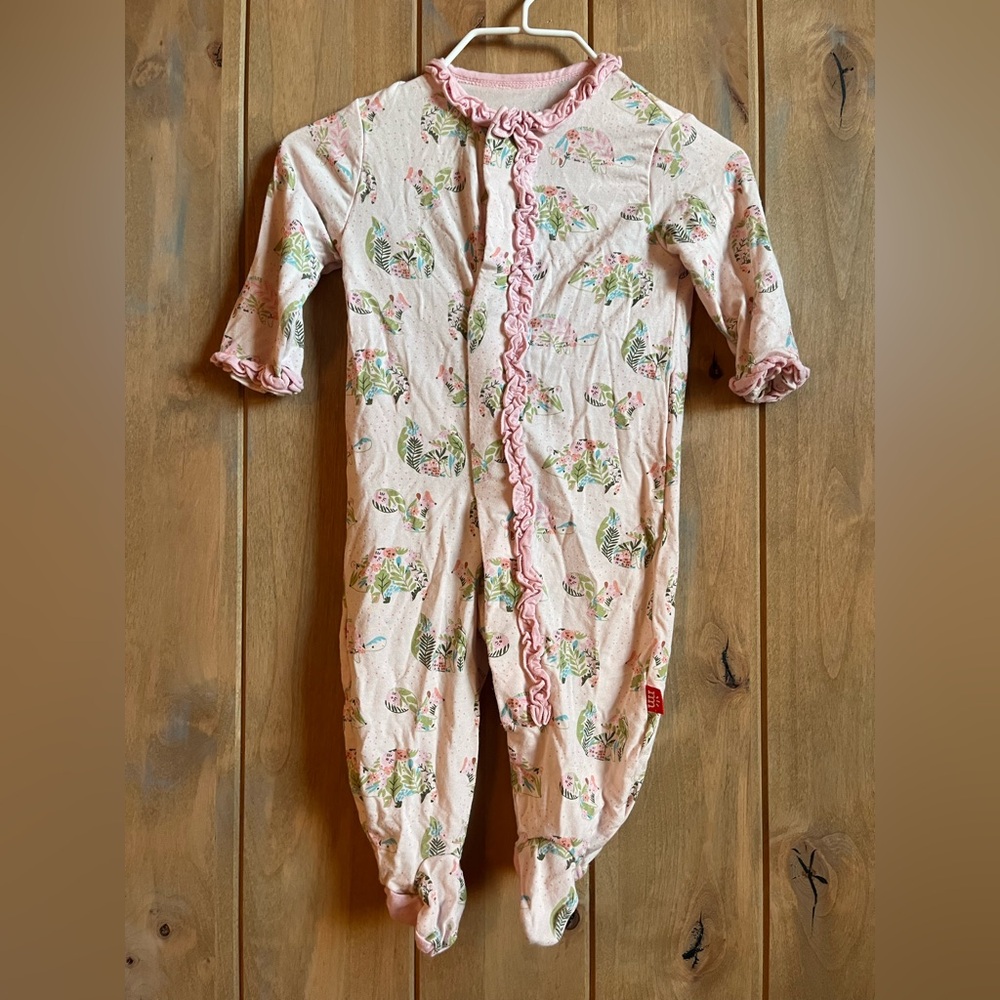 Magnetic Me Floral Woodland Animal footed onesie size 0-3 months